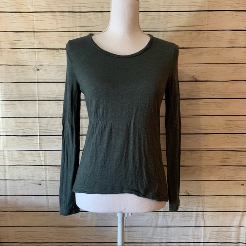 Madewell Green Scoop Neck Long Sleeve Tee